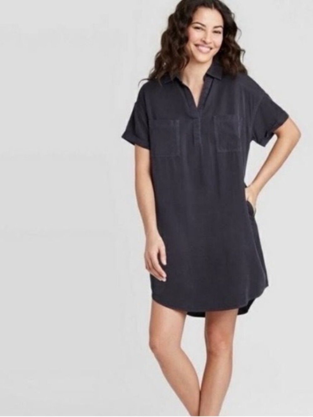 Universal Thread Charcoal Short-Sleeve Shirt Dress